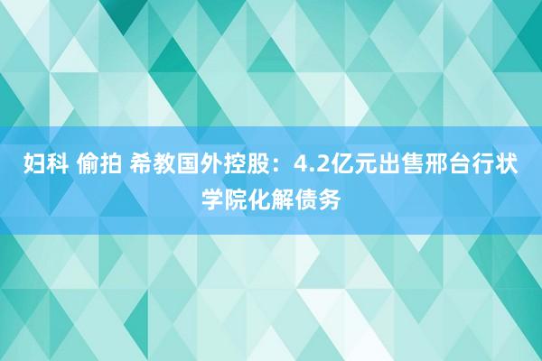 妇科 偷拍 希教国外控股：4.2亿元出售邢台行状学院化解债务