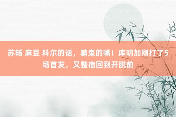 苏畅 麻豆 科尔的话，骗鬼的嘴！库明加刚打了5场首发，又整宿回到开脱前
