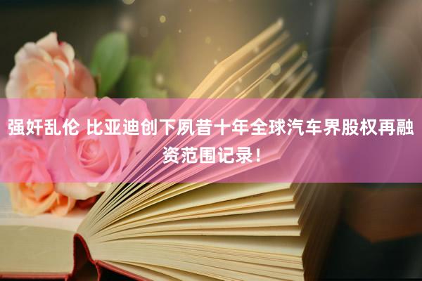 强奸乱伦 比亚迪创下夙昔十年全球汽车界股权再融资范围记录！