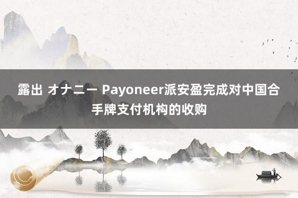 露出 オナニー Payoneer派安盈完成对中国合手牌支付机构的收购